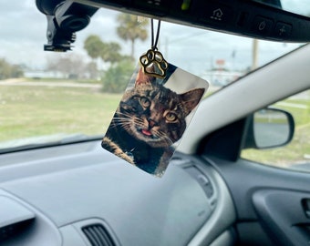 Haustier Foto Rückspiegel Auto Charm, Auto hängend Accessoire, Haustier Erinnerung Geschenk, Katze Hund Bild Auto Charm, Pfotenabdruck Auto Dekor Haustier Liebhaber