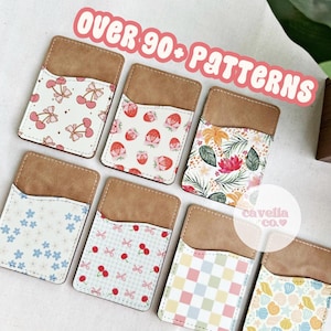 Porte-cartes adhésif à motifs mignons, étui pour carte d'identité, portefeuille pour téléphone, porte-cartes autocollant pour l'arrière du téléphone, portefeuille adhésif pour téléphone