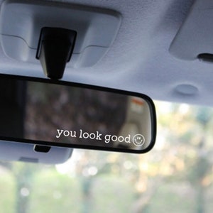 Trendy Rear View Mirror Decal, Car Mirror Sticker, Preppy Car Decor, Rearview Decal, Car Interior Accessories, Cute Stickers for Car