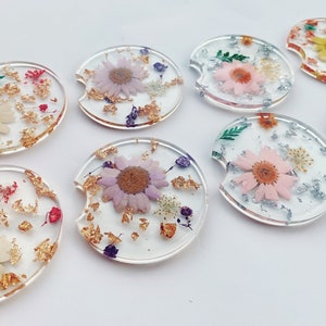 Set of 2 Car Coasters, Coaster Car Accessory, Car Gift, Coasters for Car Cup Holder, Resin Coaster, Dried Flower Coasters, Car Decoration