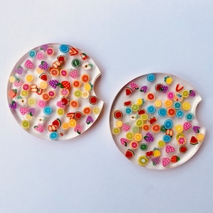 Fruit Resin Coasters, Resin Car Coasters, Summer Car Accessories, Spring Car Accessory, Fruity Coaster, Car Cup Holder Decor, Resin Coaster
