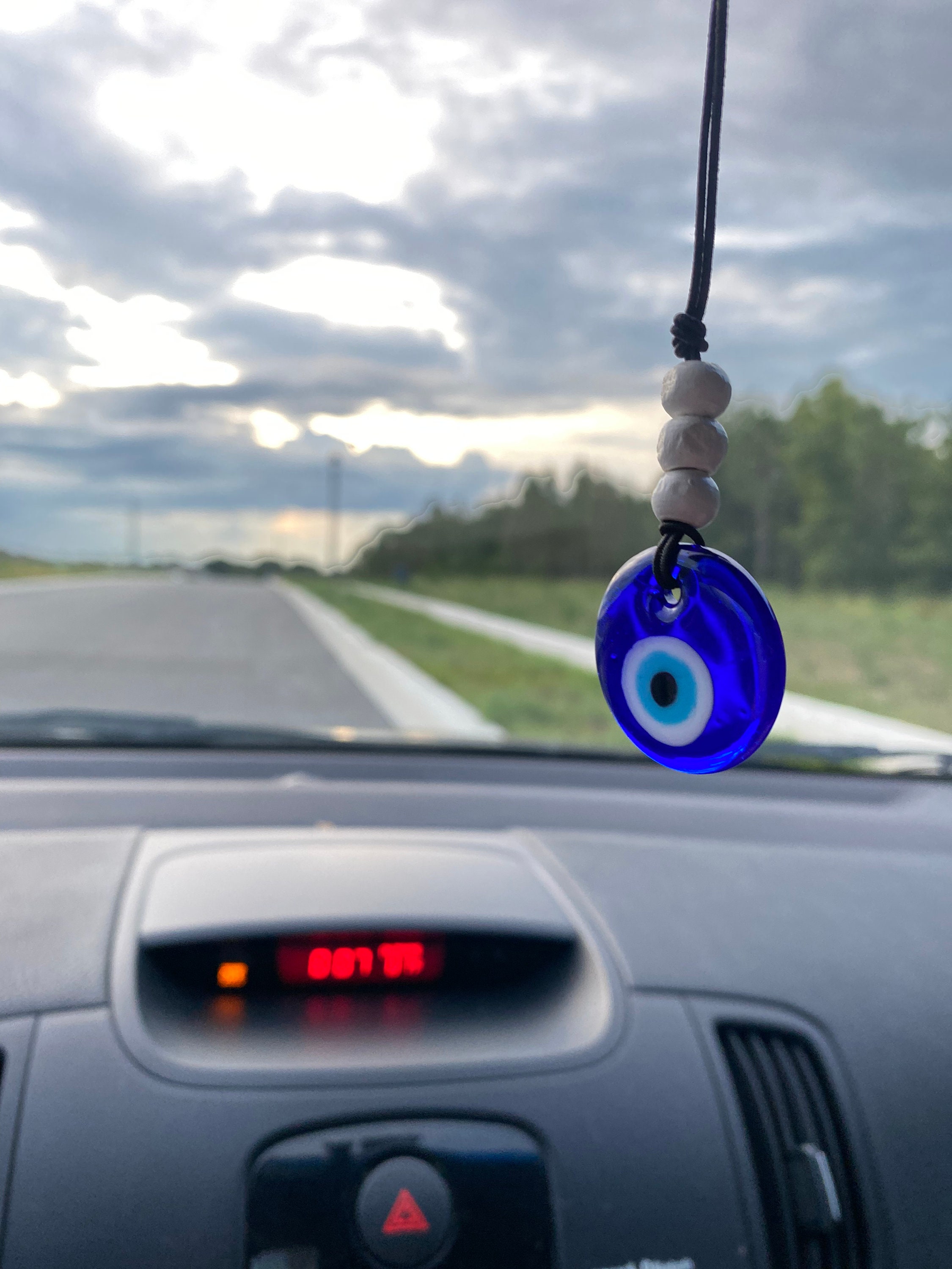  2 Pieces Evil Eye Car Hanging Ornament Evil Blue Eye Charms Car Rear  View Mirror Accessories Evil Eye Hanging Decor Moon Butterfly Car Pendant  Hanging for Window Door Car (Stylish Style) 