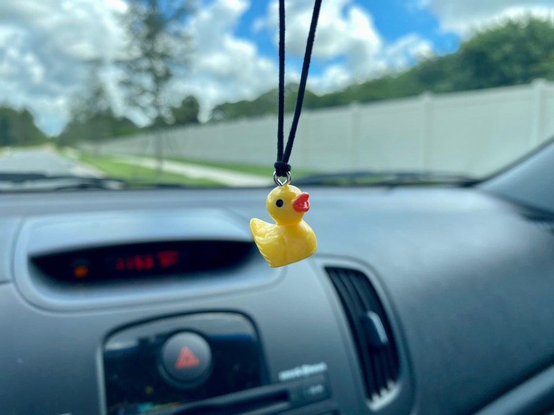 Duck Duck, Tiny Duck Rearview Mirror Hanger, Duck Car Charm, Rubber