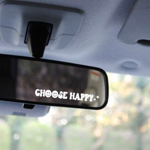 Trendy Rear View Mirror Decal, Car Mirror Sticker, Preppy Car Decor, Rearview Decal, Car Interior Accessories, Cute Stickers for Car