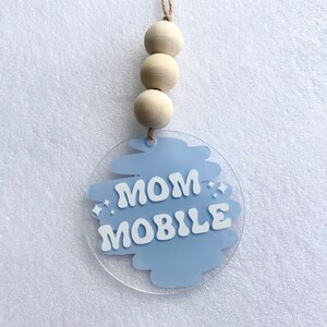 Mom Mobile Rear View Mirror Hanging Car Accessory, 3 Inch Round Acrylic Car Charm, Car Hanger ...