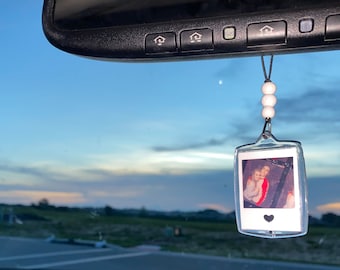 Personalized Photo Car Charm: Double Sided Acrylic Rearview Mirror Hanger