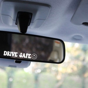 Trendy Rear View Mirror Decal, Car Mirror Sticker, Preppy Car Decor, Rearview Decal, Car Interior Accessories, Cute Stickers for Car