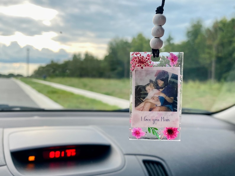 Custom Photo Rear View Mirror Car Charm Car Hanging Etsy