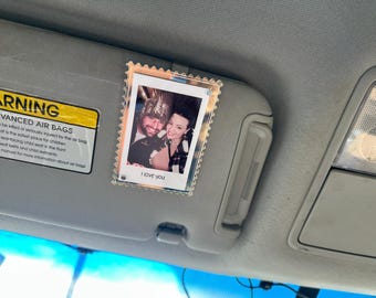 Personalized Photo Car Visor Clip: Iridescent Polaroid Frame