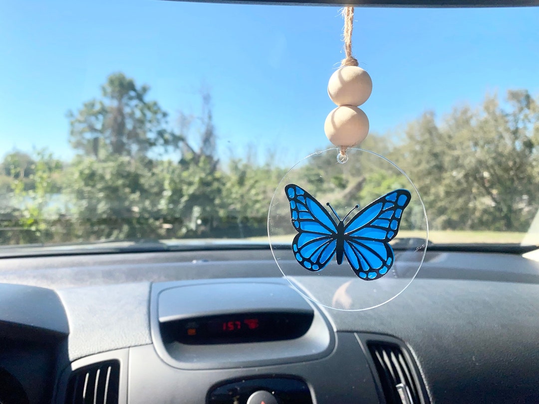 Monarch Butterfly Car Charm, Rear View Mirror Hanger, Trendy Car Decor
