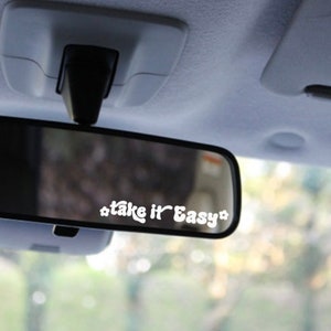 Trendy Rear View Mirror Decal, Car Mirror Sticker, Preppy Car Decor, Rearview Decal, Car Interior Accessories, Cute Stickers for Car