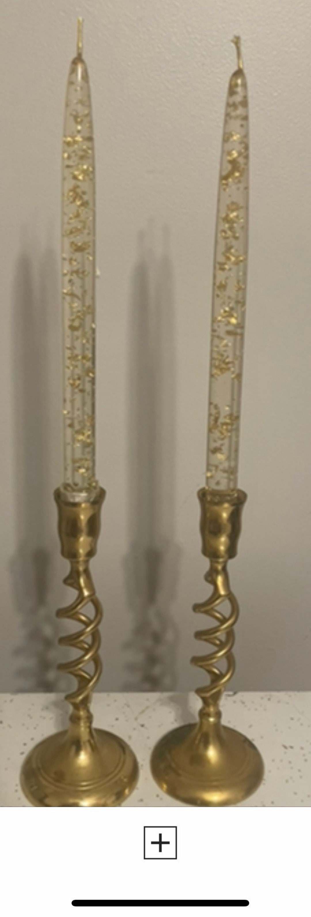 Two Vintage Gold Fleck Lucite Candles With Swirl Possibly Etsy