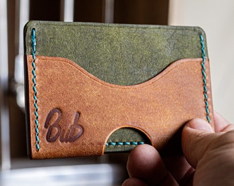 Brown and Olive Green Modern Card Holder/ Wallet