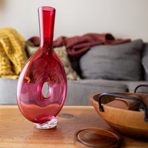 Pink Blown Glass Vase with Hole Handmade Home Decor image 4