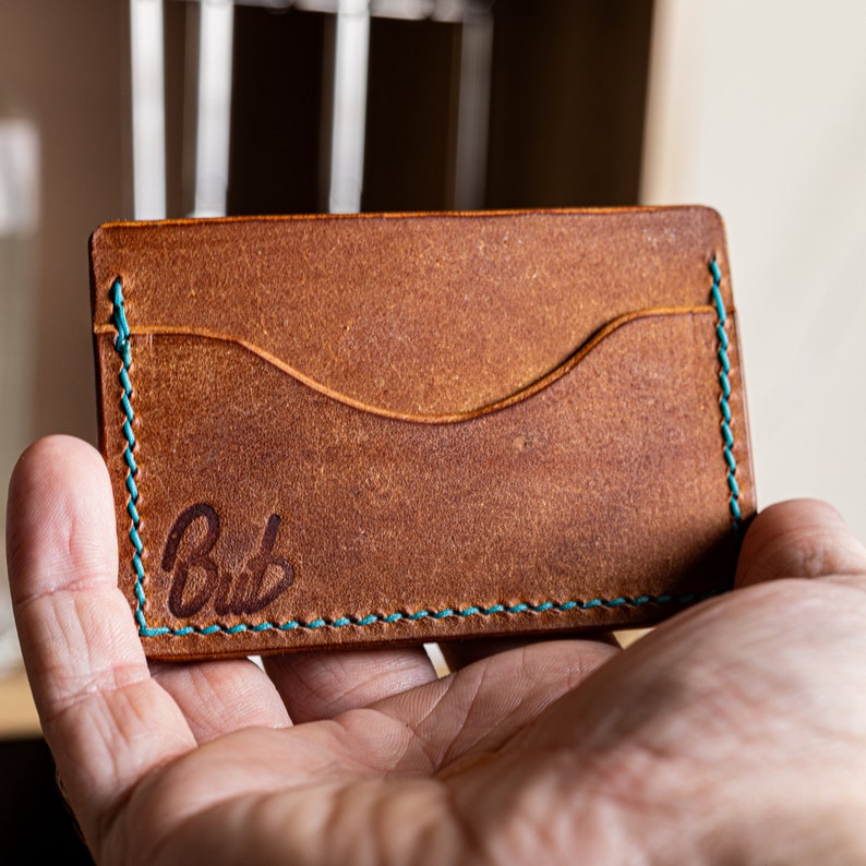 Brown Italian Leather Wallet Handmade Card Holder image 4