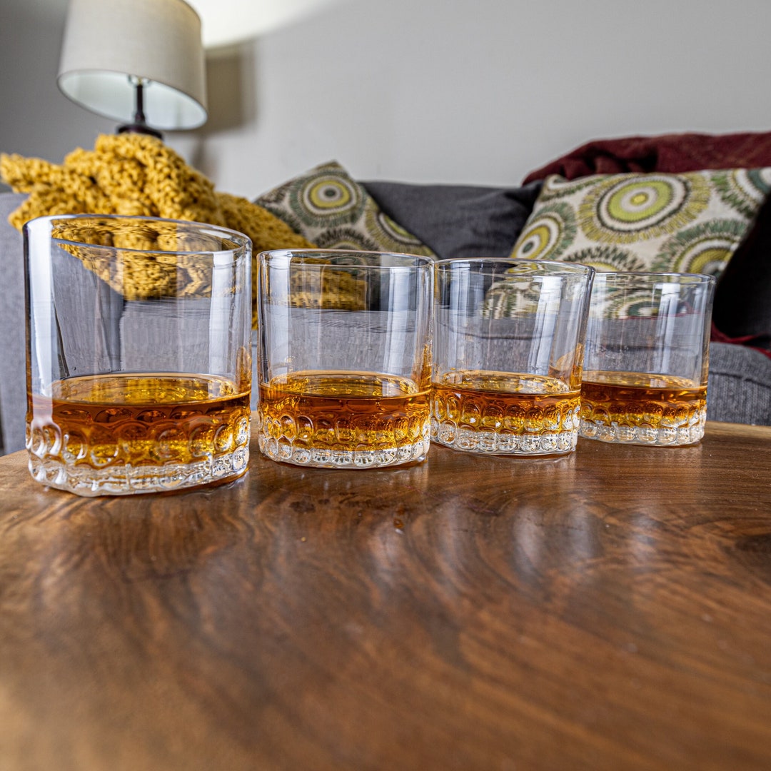 Hammered Whiskey Glassesset of 4 Hand Blown Glass Blowing Etsy