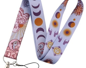 Purple sun and moon lanyard | witchy lanyard | moon | pentagram | moon phases | lanyard | keychain | apothecary | astrology | celestial