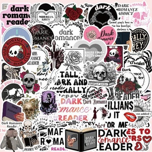 Pack d'autocollants Dark Romance Reader | 50 pièces au hasard | Autocollants pour lecteurs | lot d'autocollants | d'autocollants | Livres d'amour | Booktok | Lecture