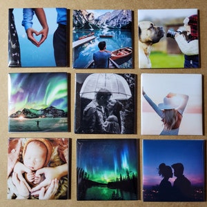 Magnets photo personnalisés Lot de 9 Cadeau personnalisé cadeau unique Aimants pour réfrigérateur Jeu d'aimants Aimant photo Cadeau fête des mères LIVRAISON GRATUITE image 4