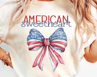 American sweetheart Png, 4th of July American Bows Clipart, Patriotic Digital Download, Red White Blue Sublimation Art for Crafts