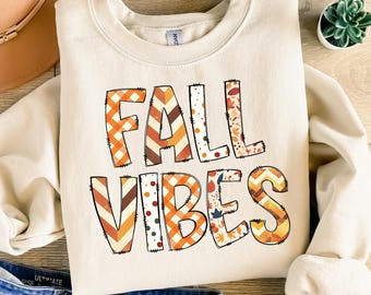 Fall Vibes PNG, Trendy Autumn Floral Design, Cozy Season Sublimation, Pumpkin Spice, Retro Fall Aesthetic