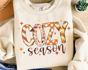 Cozy Season PNG, Fall Sublimation Design, Autumn Vibes PNG, Retro Thanksgiving Art, Cozy Shirt Design