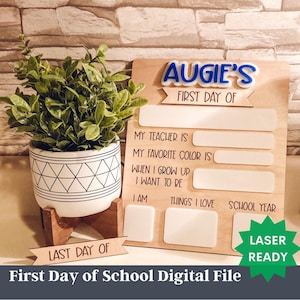 Kommerzielle Nutzung, Back to School Schild Laser SVG, Erster Tag Schultafel, Kinder Laser Cut Datei, kommerzielle Nutzung, Schule Prop