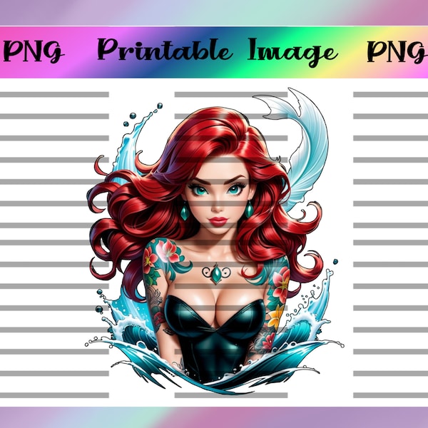 Ariel Sexy Pin Up Digital PNG Image, Waterslide, Sublimation, Little Mermaid, Princess, Printable, Decal, Transfer