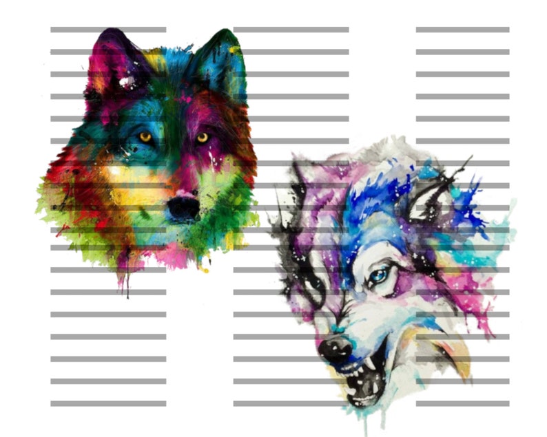 Watercolor Wolf Digital Image Bundle PNG Printable Decal - Etsy