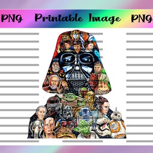 Character Mashup Digital Image PNG. Starwars, Darth, Vader, Sublimation. Sticker, Waterslide. Printable Decal, Light Saber. Mandalorian