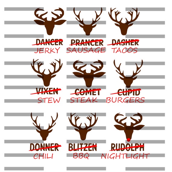 Funny Reindeer Names Digital Cut File SVG Holiday Humor Christmas Santa PNG SVG Vinyl Cut File Etsy New Zealand