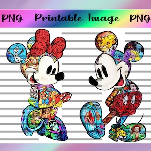 Digital Character Mashup, Cartoon Characters, PNG. Waterslide, Sublimation. Sticker, Print then Cut, Mickey. Minnie, Printable Decal, Image