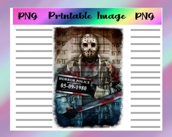 Waterslide Sticker Freddy Krueger Horror Movie Characters PNG Sublimation Printable- Michael Myers- Jason Voorheez Hellraiser
