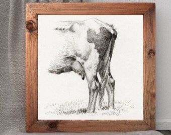 Vintage Black Dairy Cow Butt Art Print | Western Rustic Cowboy Bovine Wall Art Poster Sign | Digital Download Printable Minimal Wall Decor