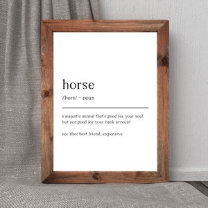 Horse Definition | Western Wall Art Print Farmhouse Quote Poster Sign | Inspirational Digital Download Printable Minimal Wall Decor