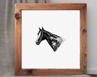 Lámina artística vintage de dibujo de caballo / Póster decorativo de estilo ecuestre del oeste / Descarga digital imprimible / Decoración minimalista para pared