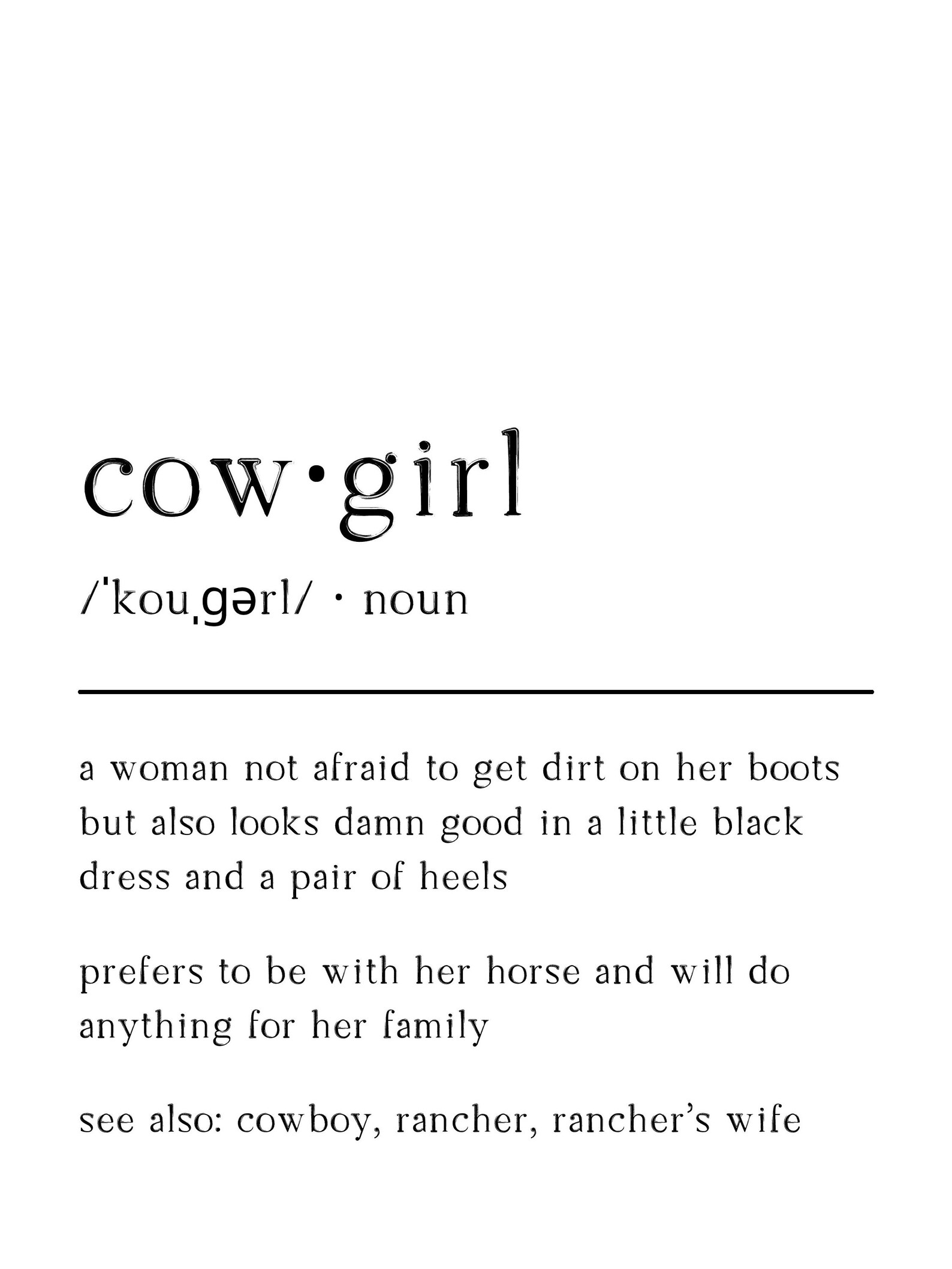 Cowboy Cowgirl Definition Set Western Wall Print Farmhouse Etsy Australia