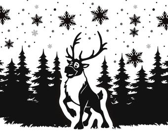 Reindeer in Forest Car Decal: SUV, Jeep, Toyota Window Sticker