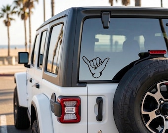Shaka Hand - Ika Ika - Mini Addon Vinyl Decal – Trim-to-Fit Car Window Stickers