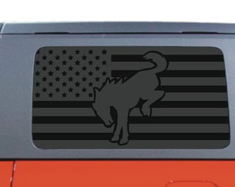 Bucking Bronco American Flag Decal: Trim-to-Fit Vehicle Window Sticker