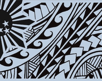 Philippines Sun and Stars Car Decal, Filipino Tribal Window Sticker, Pinoy Pride Vehicle Vinyl, Trim to Fit Vehicle Graphic