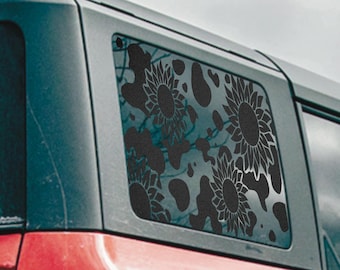 Sunflower Cow Print Car Window Decal - Trim-to-Fit Vinyl Sticker