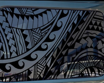 Polynesian Tribal Car Window Decal: Trim-to-Fit Vinyl Sticker