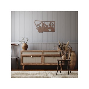 Montana Mountain Scene Metal Wall Art: Rustic Home Decor