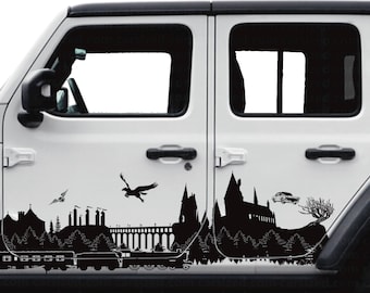 Magic School and Grounds Jeep bodyside vinyl decal - Design Car Window Decal: Trim-to-Fit Vinyl Sticker