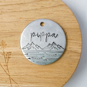 Mountain and Lake Dog Tag / Pet Name Tag / Dog ID Tag / Cat ID tag / Pet ID Tag / Custom