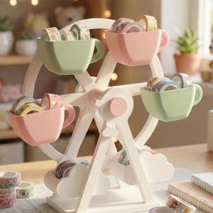 Pastel Ferris Wheel Desk Organizer | Smart Locking, Kawaii Decor