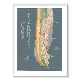CAP FERRET Kaartposter - ARCACHON Basin - Wanddecoratie