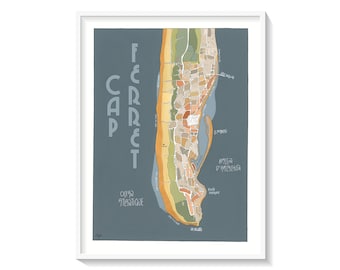 Poster City Map of CAP FERRET, France Giclee Print