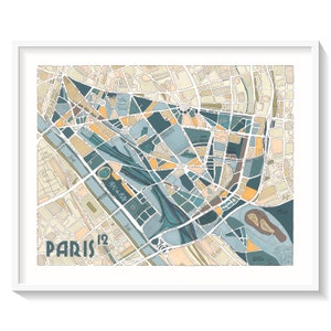 PARIS 12区の地図ポスター 壁飾り
